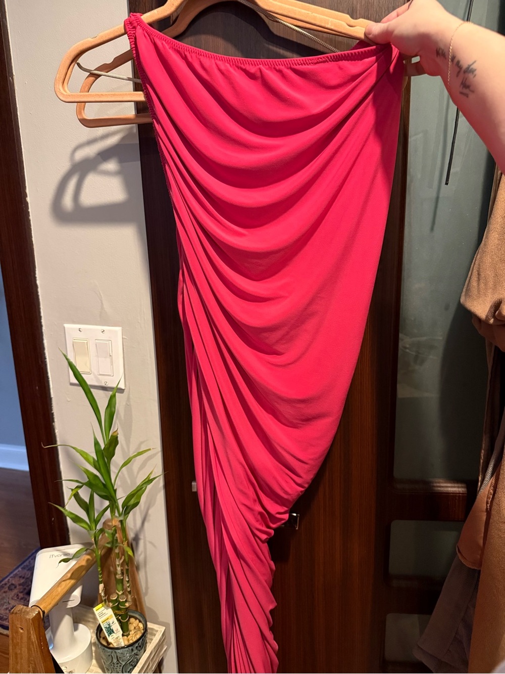 Women's Drape Asymmetrical Pink Dress